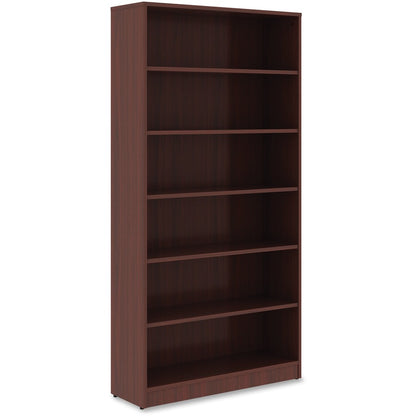 Lorell Laminate Bookcase - 6 Shelf(ves) - 72" Height x 36" Width x 12" Depth - Sturdy, Adjustable Feet, Adjustable Shelf