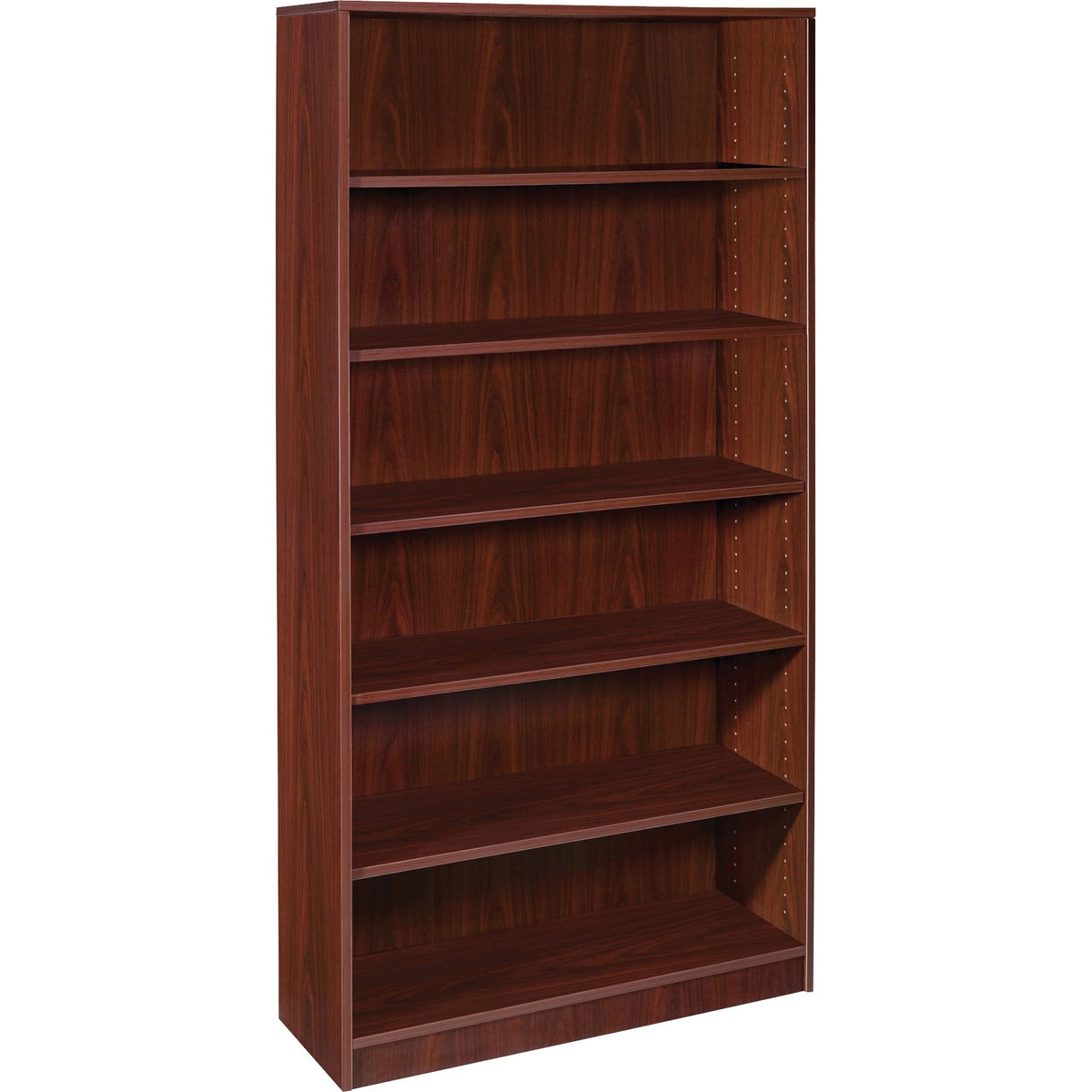 Lorell Laminate Bookcase - 6 Shelf(ves) - 72" Height x 36" Width x 12" Depth - Sturdy, Adjustable Feet, Adjustable Shelf