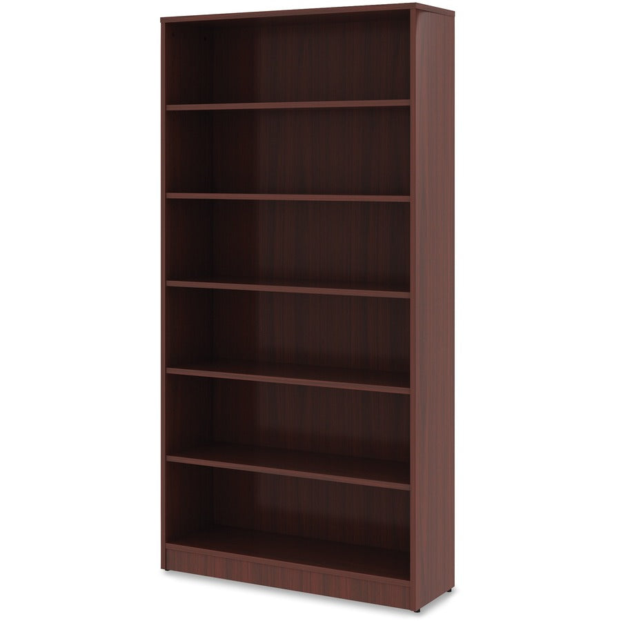 Lorell Laminate Bookcase - 6 Shelf(ves) - 72" Height x 36" Width x 12" Depth - Sturdy, Adjustable Feet, Adjustable Shelf
