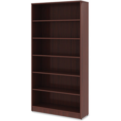 Lorell Laminate Bookcase - 6 Shelf(ves) - 72" Height x 36" Width x 12" Depth - Sturdy, Adjustable Feet, Adjustable Shelf