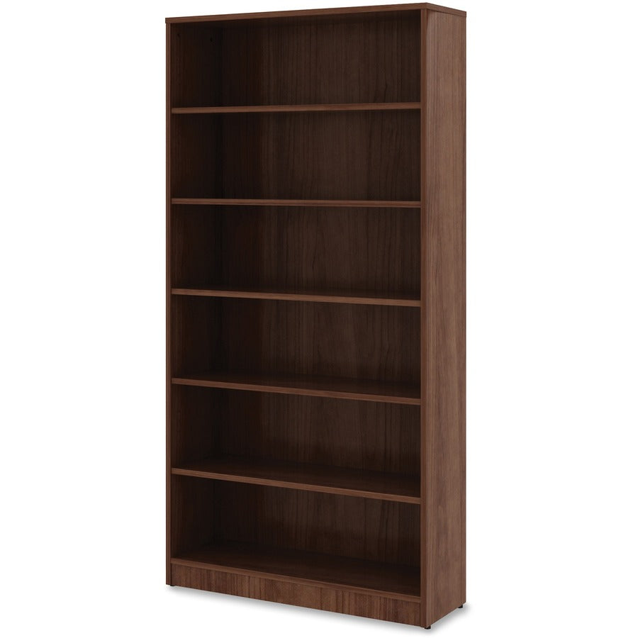 Lorell Laminate Bookcase - 6 Shelf(ves) - 72" Height x 36" Width x 12" Depth - Sturdy, Adjustable Feet, Adjustable Shelf