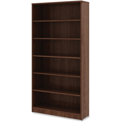 Lorell Laminate Bookcase - 6 Shelf(ves) - 72" Height x 36" Width x 12" Depth - Sturdy, Adjustable Feet, Adjustable Shelf