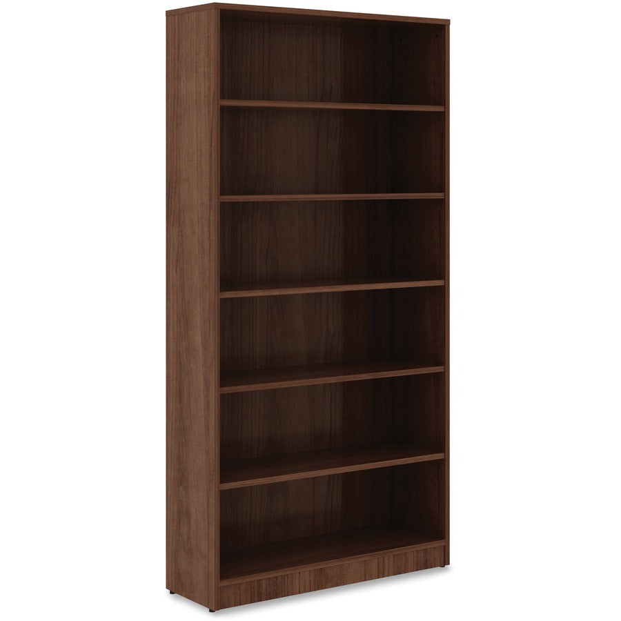Lorell Laminate Bookcase - 6 Shelf(ves) - 72" Height x 36" Width x 12" Depth - Sturdy, Adjustable Feet, Adjustable Shelf