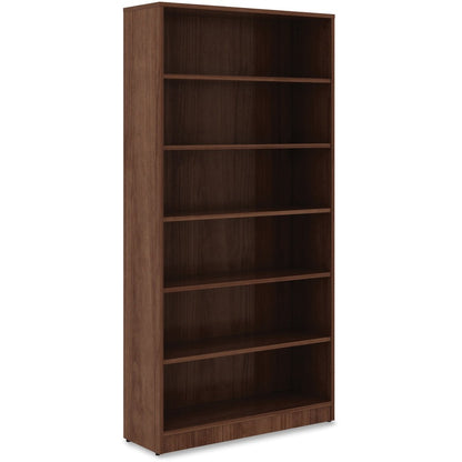 Lorell Laminate Bookcase - 6 Shelf(ves) - 72" Height x 36" Width x 12" Depth - Sturdy, Adjustable Feet, Adjustable Shelf