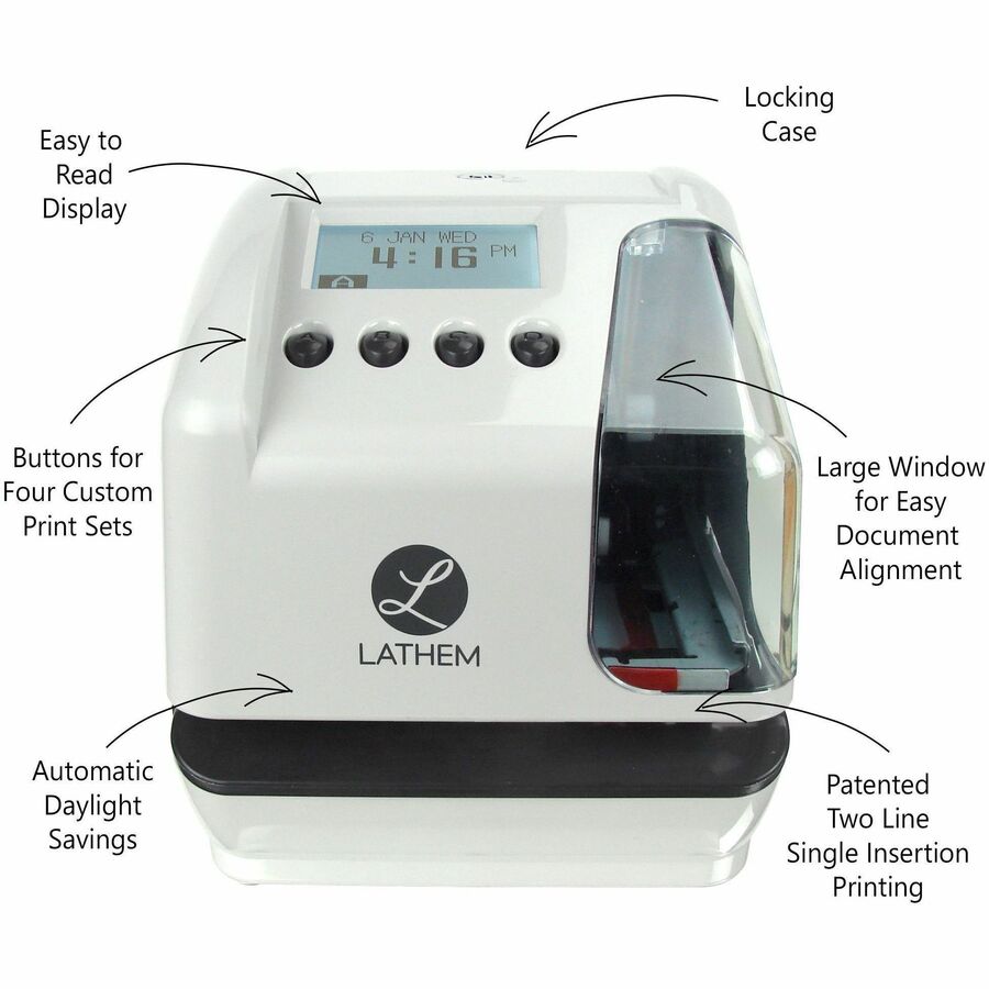 Lathem LT5 Electronic Time and Date Stamp - Card Punch/Stamp - Digital - Time, Date Record Time