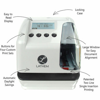 Lathem LT5 Electronic Time and Date Stamp - Card Punch/Stamp - Digital - Time, Date Record Time