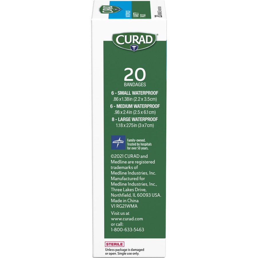 Curad Assorted Waterproof Transparent Bandages - Transparent - Polyurethane - 20 / Box