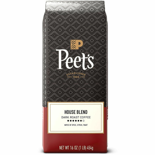 Peet's Ground House Blend Coffee - Regular - Dark - 16 oz Per Bag - Ground - 1 Each