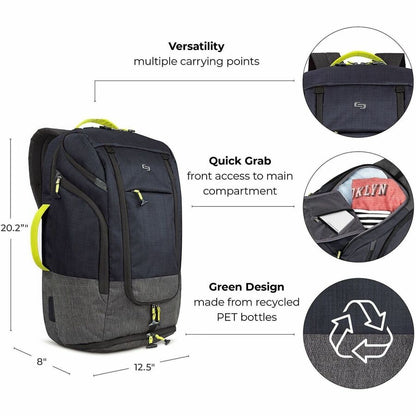Solo Velocity Carrying Case (Backpack) for 17.3" Apple iPad Notebook - Blue Gray - Shoulder Strap, Hand Carry - 1 Each