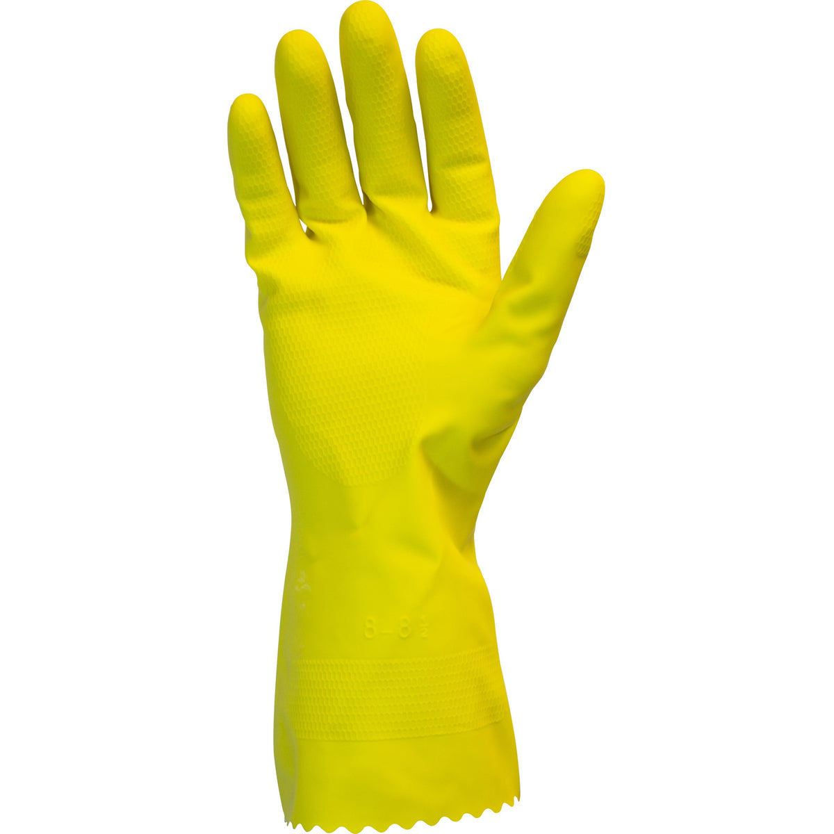Safety Zone Yellow Flock Lined Latex Gloves - 18 mil Thickness x 12" Glove Length - Chemical Protection - Medium Size - 