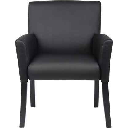 Boss Box Arm Guest Chair - Vinyl Seat Material - Four-legged Base - Black - 1 Each