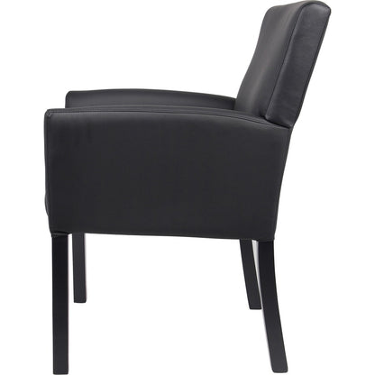 Boss Box Arm Guest Chair - Vinyl Seat Material - Four-legged Base - Black - 1 Each