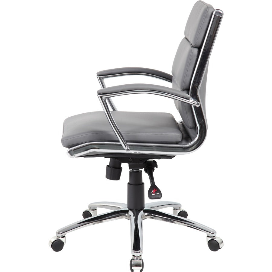 Boss Executive Chair - Gray Seat Color - Vinyl Seat Material - Gray Back Color - Chrome, Black Frame Color - Chrome Fram