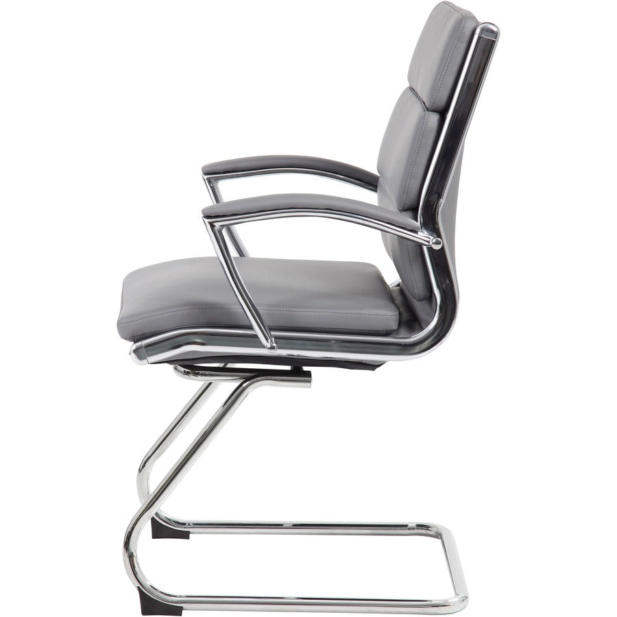 Boss B9479 CaressoftPlus Guest Executive Chair - Gray Seat Color - Vinyl Seat Material - Gray Back Color - High Back - C