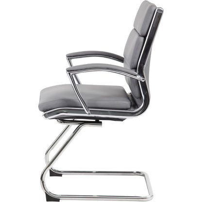 Boss B9479 CaressoftPlus Guest Executive Chair - Gray Seat Color - Vinyl Seat Material - Gray Back Color - High Back - C