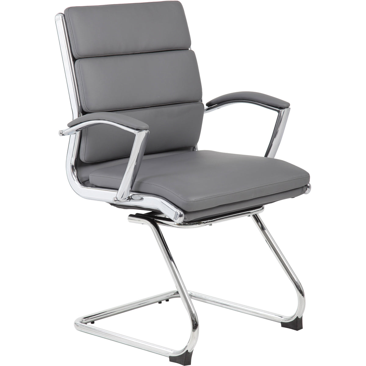 Boss B9479 CaressoftPlus Guest Executive Chair - Gray Seat Color - Vinyl Seat Material - Gray Back Color - High Back - C