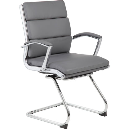 Boss B9479 CaressoftPlus Guest Executive Chair - Gray Seat Color - Vinyl Seat Material - Gray Back Color - High Back - C