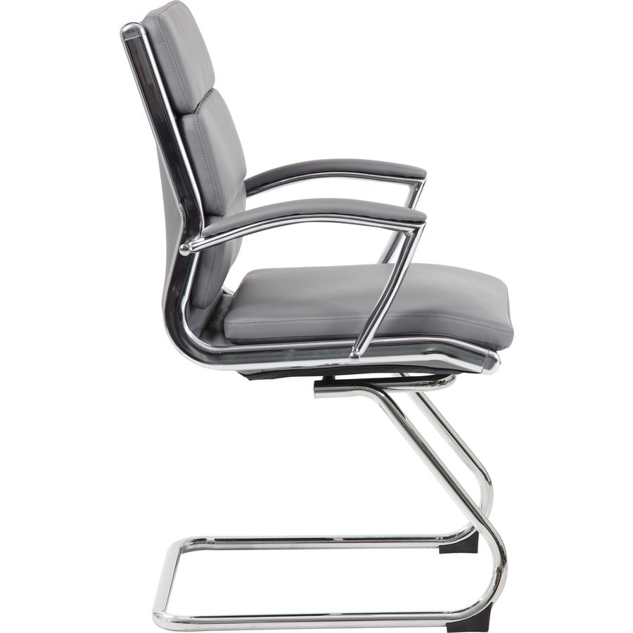 Boss B9479 CaressoftPlus Guest Executive Chair - Gray Seat Color - Vinyl Seat Material - Gray Back Color - High Back - C