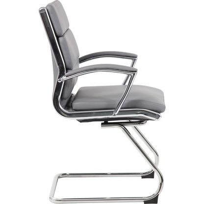 Boss B9479 CaressoftPlus Guest Executive Chair - Gray Seat Color - Vinyl Seat Material - Gray Back Color - High Back - C