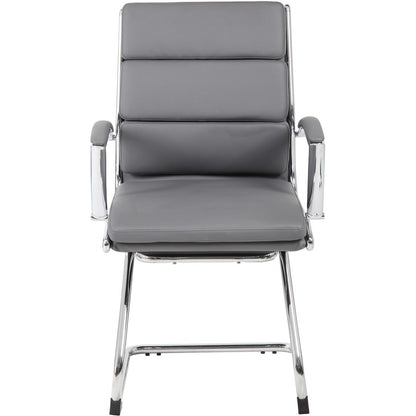 Boss B9479 CaressoftPlus Guest Executive Chair - Gray Seat Color - Vinyl Seat Material - Gray Back Color - High Back - C