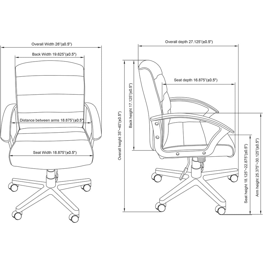 Lorell SOHO Upholstered Task Chair - Black Seat Color - Fabric Seat Material - Black Back Color - Fabric Back Material -