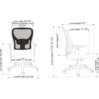 Lorell Mid-back Task Chair - Black Seat Color - Fabric Seat Material - Black Back Color - Mesh Back Material - Mid Back 