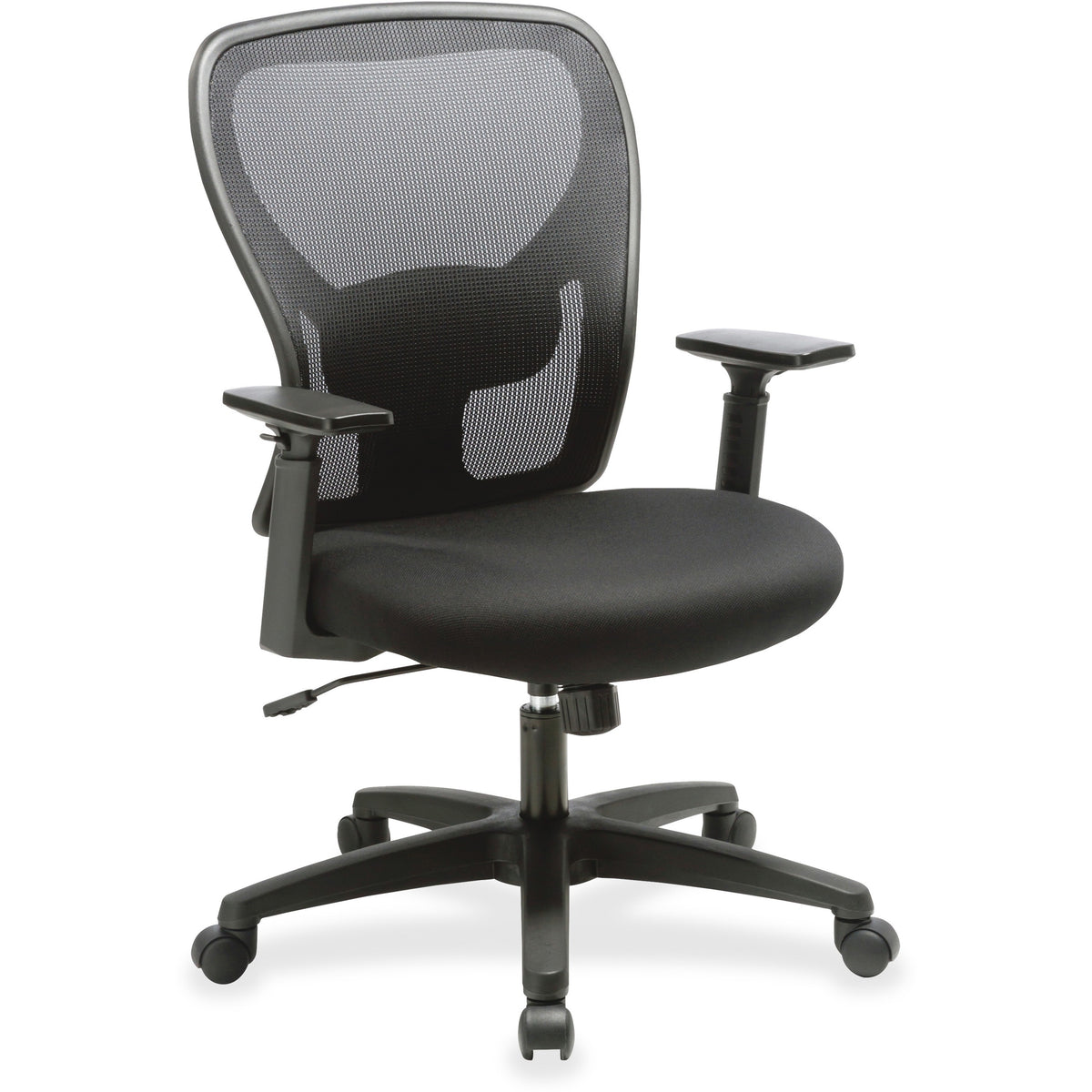 Lorell Mid-back Task Chair - Black Seat Color - Fabric Seat Material - Black Back Color - Mesh Back Material - Mid Back 