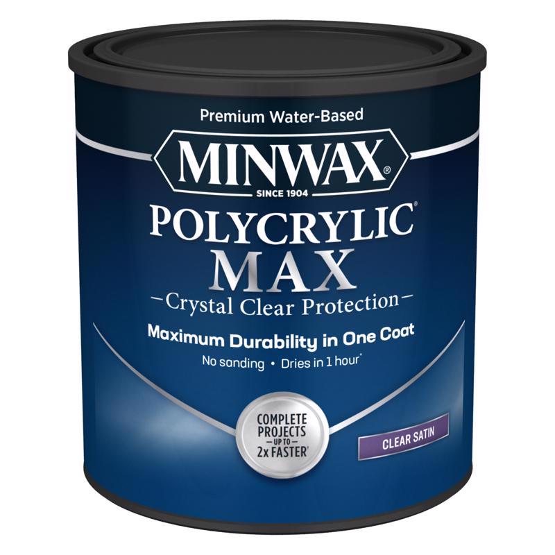 Minwax Polycrylic Max Satin Crystal Clear Water-Based Polycrylic 1 qt