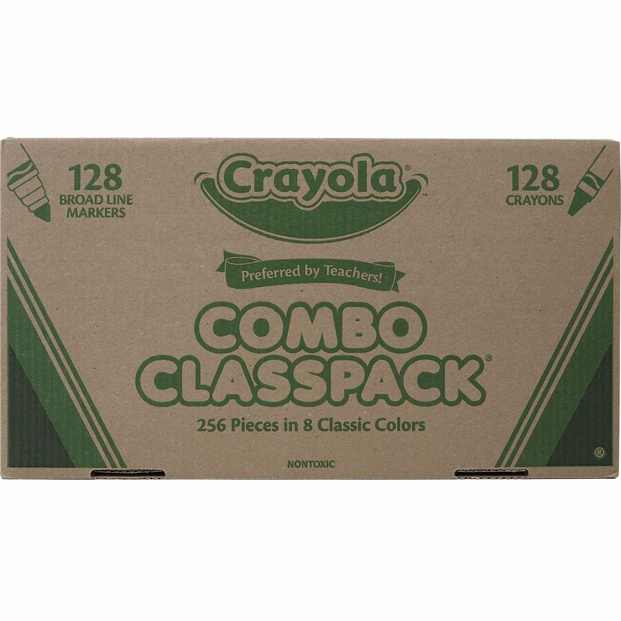 Crayola 8-Color Crayons/Markers Combo Classpack - Assorted Ink - Assorted Wax - 256 / Box