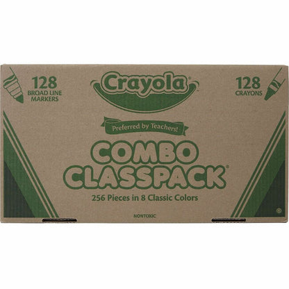 Crayola 8-Color Crayons/Markers Combo Classpack - Assorted Ink - Assorted Wax - 256 / Box