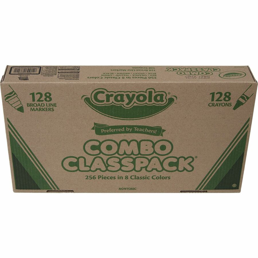 Crayola 8-Color Crayons/Markers Combo Classpack - Assorted Ink - Assorted Wax - 256 / Box