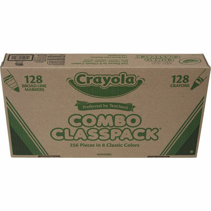 Crayola 8-Color Crayons/Markers Combo Classpack - Assorted Ink - Assorted Wax - 256 / Box