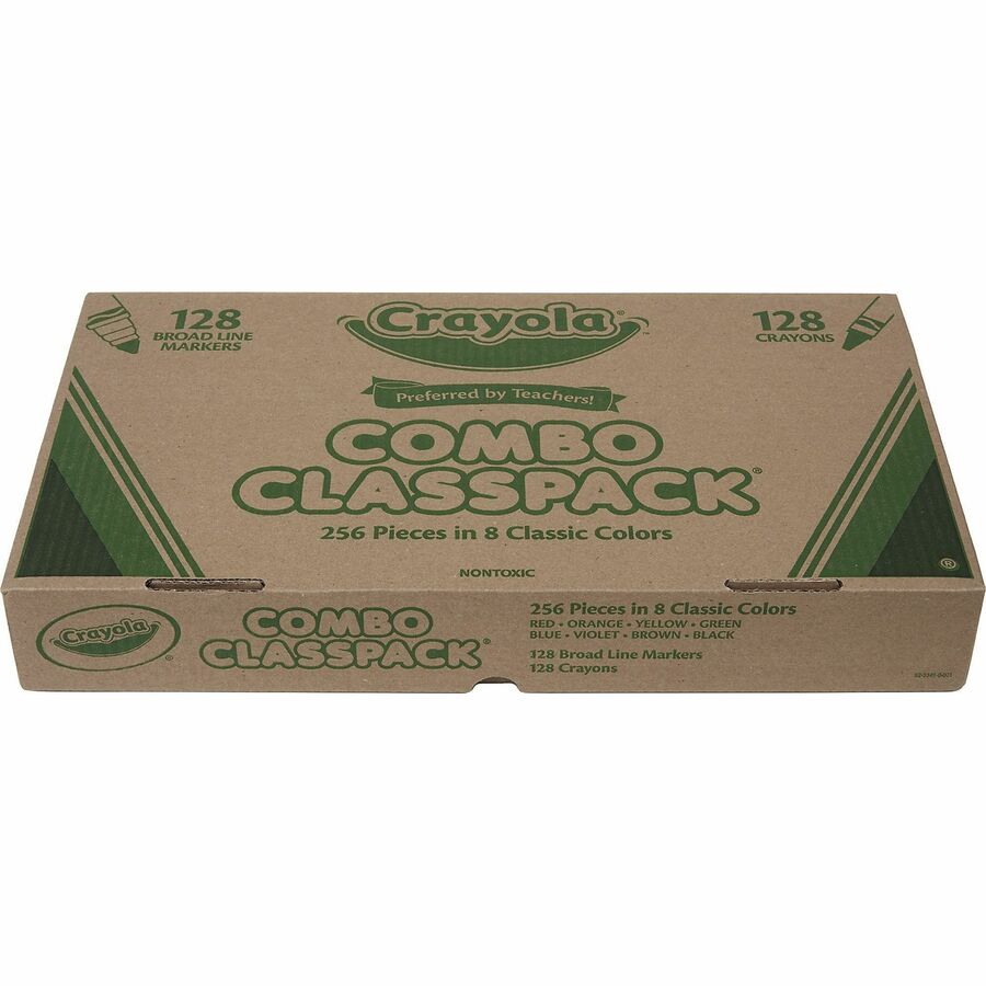 Crayola 8-Color Crayons/Markers Combo Classpack - Assorted Ink - Assorted Wax - 256 / Box