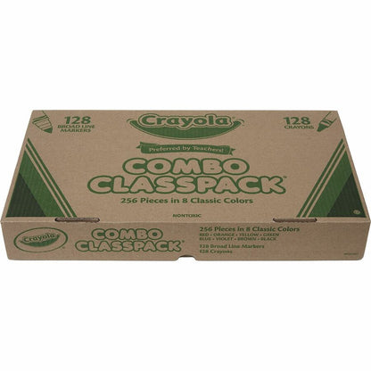 Crayola 8-Color Crayons/Markers Combo Classpack - Assorted Ink - Assorted Wax - 256 / Box