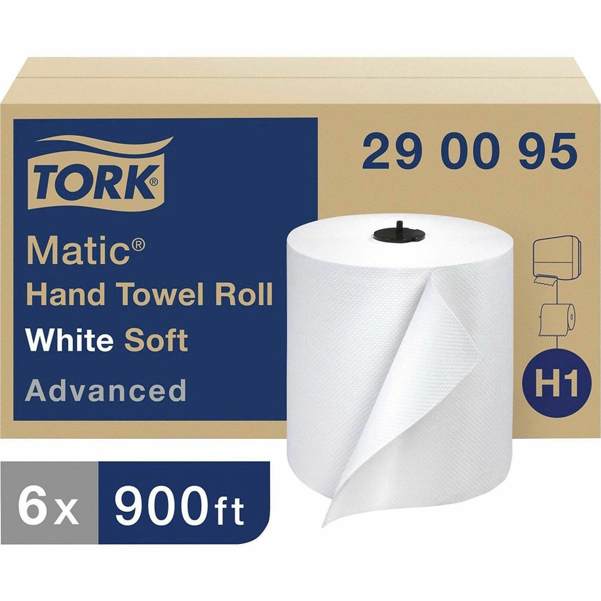 TORK Matic Hand Towel Rolls - 1 Ply - 7.70" Width x 900 ft Length - 7.30" Roll Diameter - 1 1/2" Core - White - Paper - 