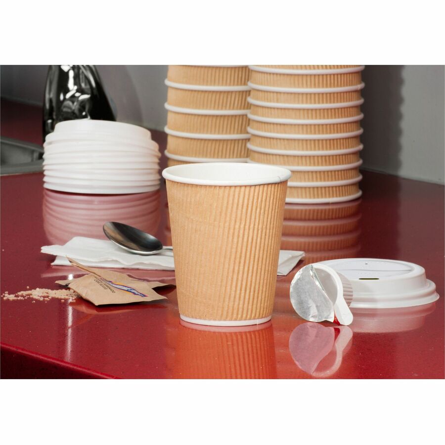 Genuine Joe Raised Siphole Hot Cup Lids - Round - White - 50/Pack - 20 / Carton