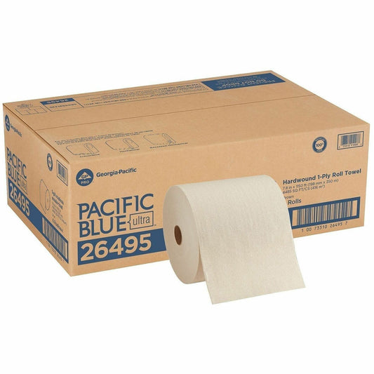Pacific Blue Ultra High-Capacity Recycled Paper Towel Rolls - 7.87" Width x 1150 ft Length - Brown - Paper - 6 Rolls Per