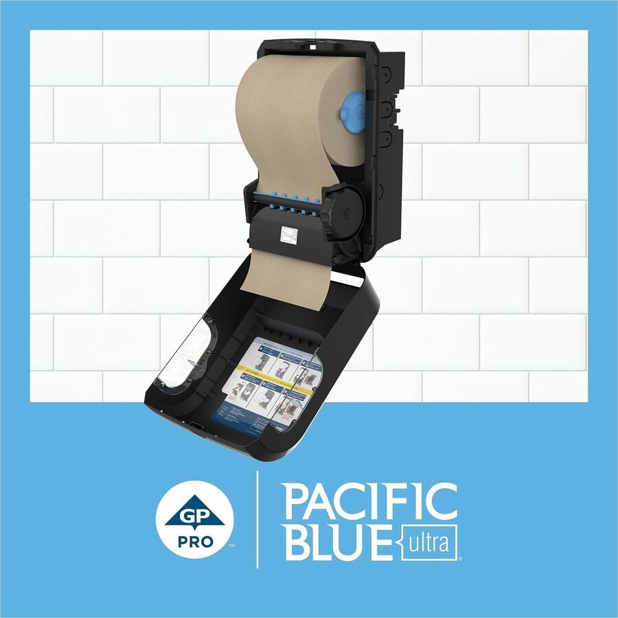 Pacific Blue Ultra High-Capacity Recycled Paper Towel Rolls - 7.87" Width x 1150 ft Length - Brown - Paper - 3 Rolls Per