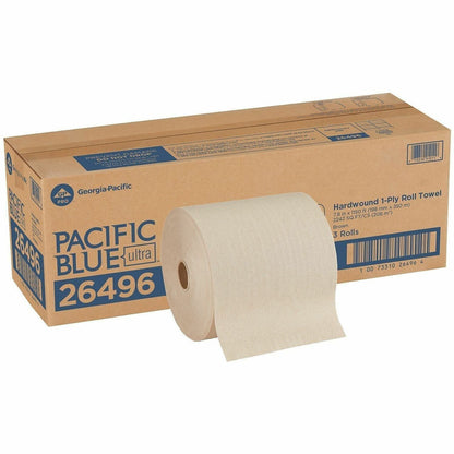 Pacific Blue Ultra High-Capacity Recycled Paper Towel Rolls - 7.87" Width x 1150 ft Length - Brown - Paper - 3 Rolls Per