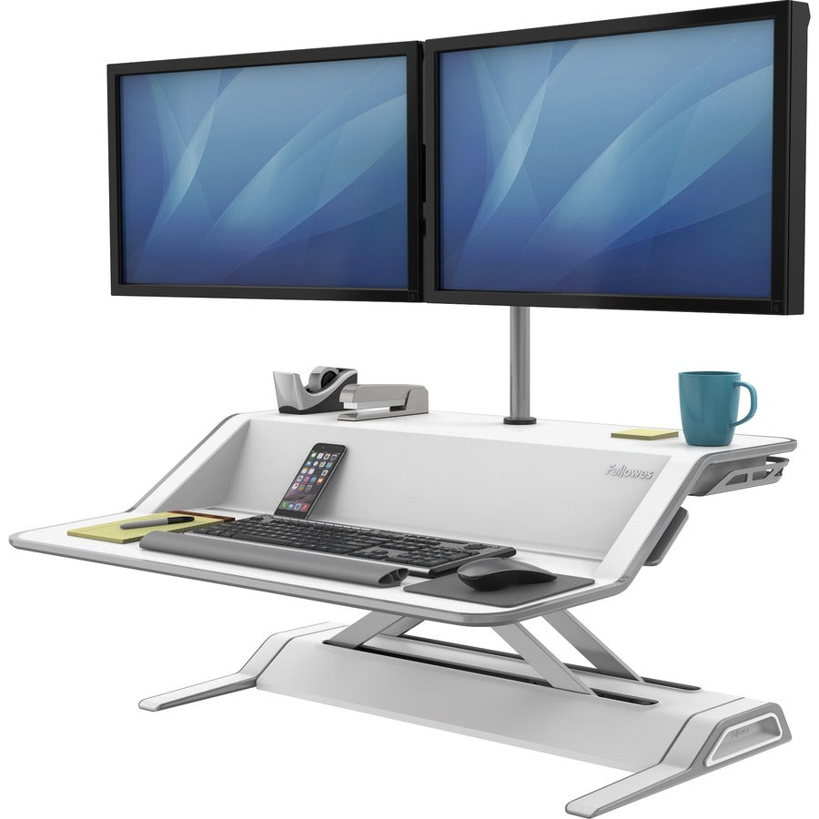 Fellowes Lotus Mounting Arm for Monitor - Silver - 2 Display(s) Supported - 27" Screen Support - 26 lb Load Capacity - 1
