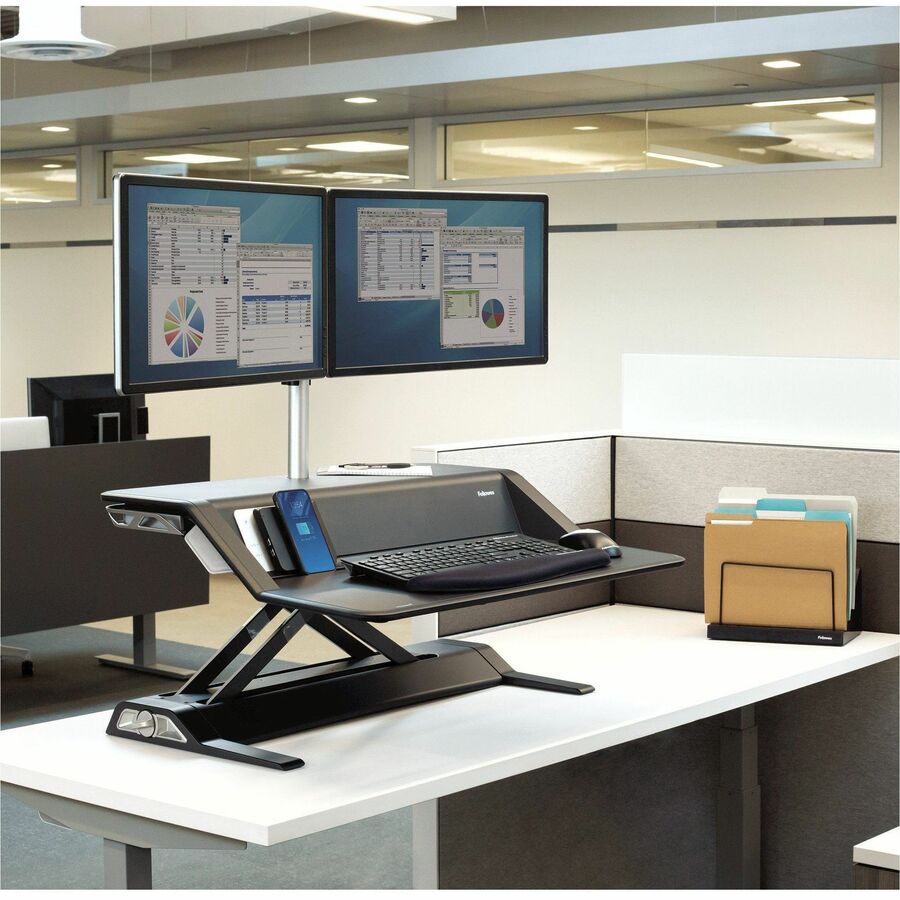 Fellowes Lotus Mounting Arm for Monitor - Silver - 2 Display(s) Supported - 27" Screen Support - 26 lb Load Capacity - 1