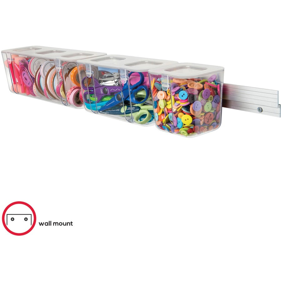 Deflecto Mounting Bar for Storage Box, Organizer Canister - Aluminum - 40 lb Load Capacity - 1 Each