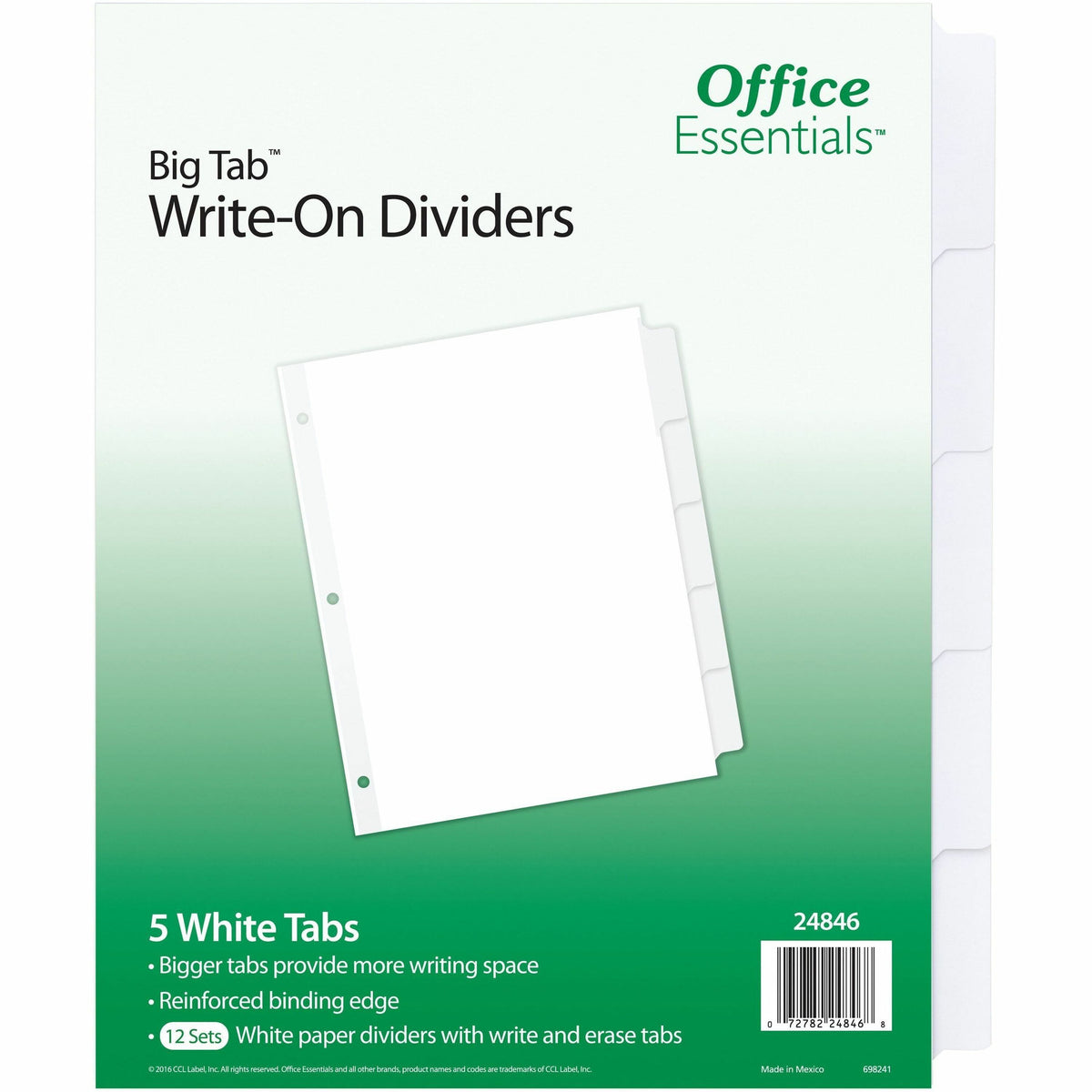 Avery® Office Essentials Big Tab Write-On Tab Dividers - 60 x Divider(s) - 5 Write-on Tab(s) - 5 - 5 Tab(s)/Set - 1 Cart