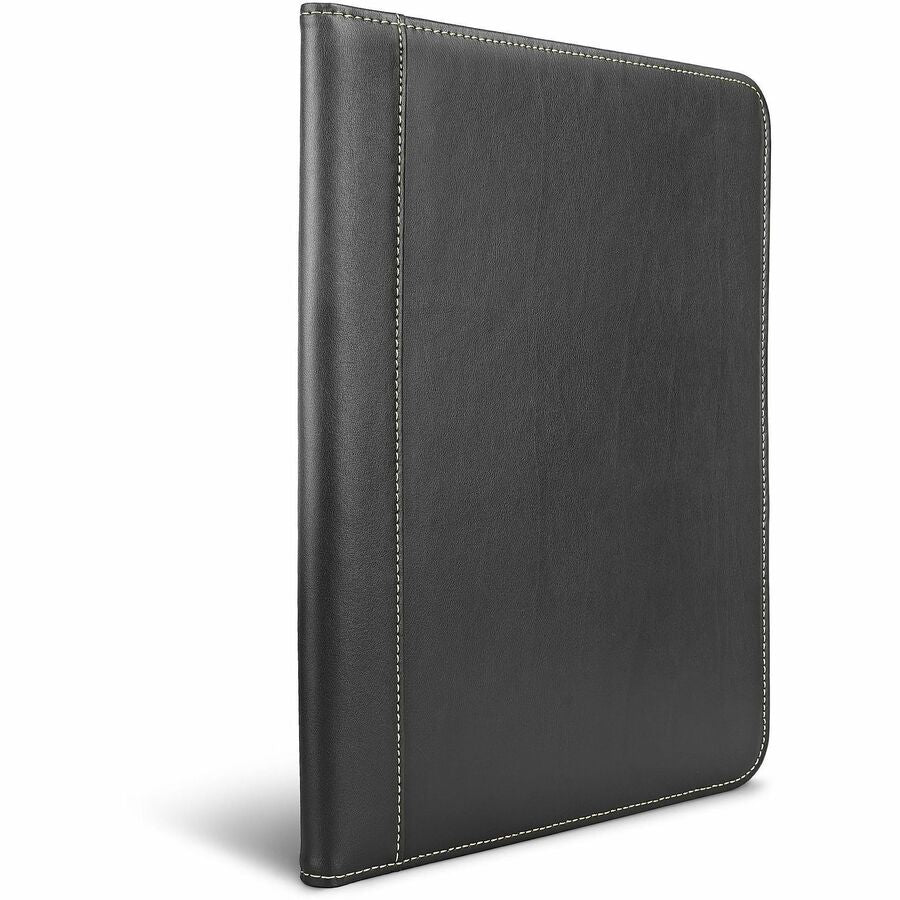 Samsill Letter Pad Folio - 8 1/2" x 11" - Leather - Black - 1 Each