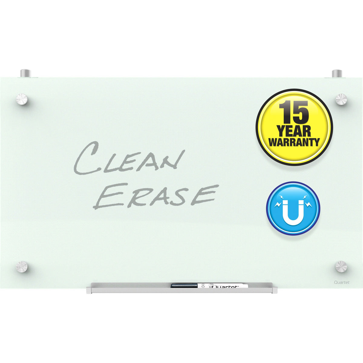 Quartet Infinity™ Magnetic Glass Dry-Erase Cubicle Board - 30" (2.5 ft) Width x 18" (1.5 ft) Height - White Tempered Gla