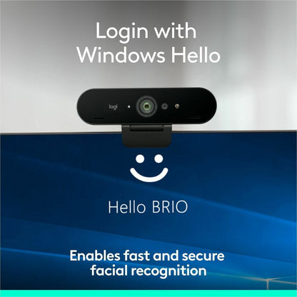 Logitech BRIO Webcam - 90 fps - Black - USB 3.0 - 4096 x 2160 Video - Auto-focus - Clip, Tripod Mount - 5x Digital Zoom 
