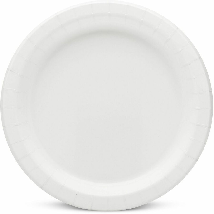 AJM 9" Dinnerware Paper Plates - Disposable - 9" Diameter - White - Paper Body - 125/Pack - 4 / Carton