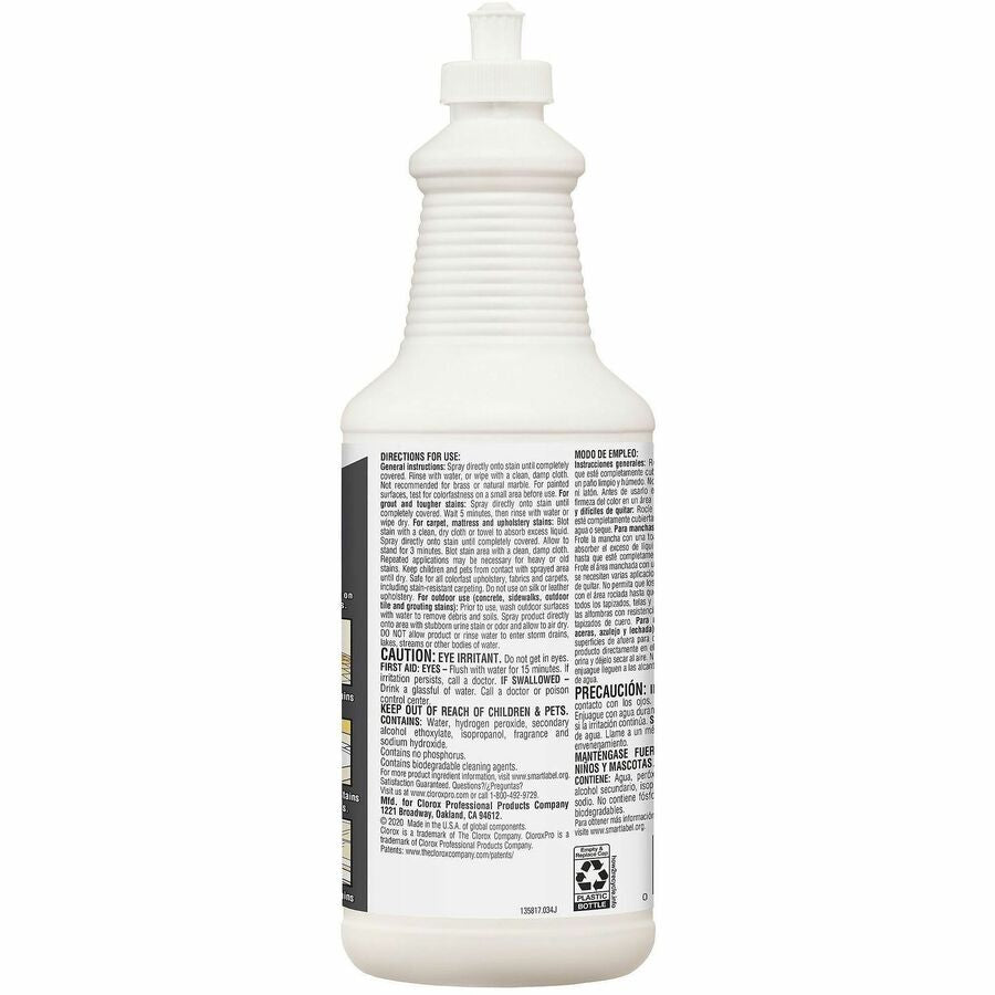 CloroxPro™ Pull-Top Urine Remover for Stains and Odors - 32 fl oz (1 quart) - Bleach-free, Dilutable - White - 1 Each