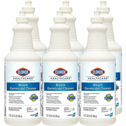 Clorox Healthcare Pull-Top Bleach Germicidal Cleaner - For Multipurpose - Ready-To-Use - Liquid - 32 fl oz (1 quart) - 6