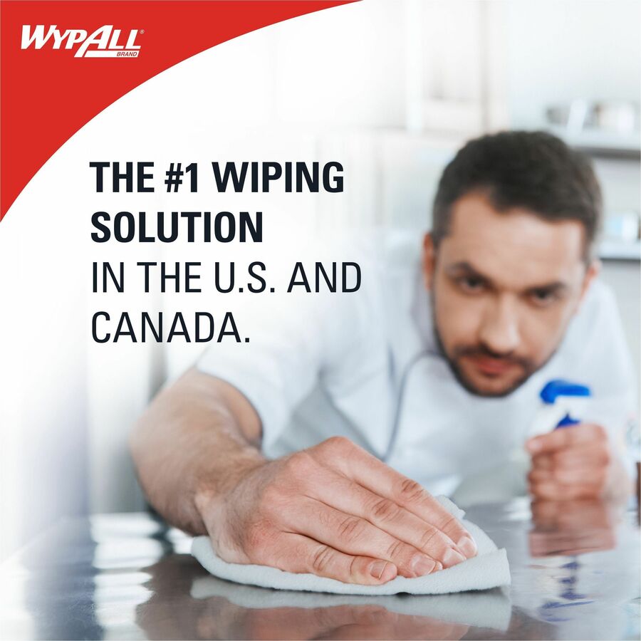 Wypall CriticalClean Heavy Duty Foodservice Cloths - Quarter-fold - 12.50" Width x 23.50" Length - White - Hydroknit - 1